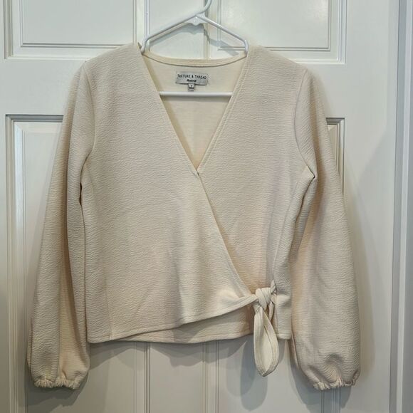 Madewell white cross front cropped top size small - Picture 4 of 8